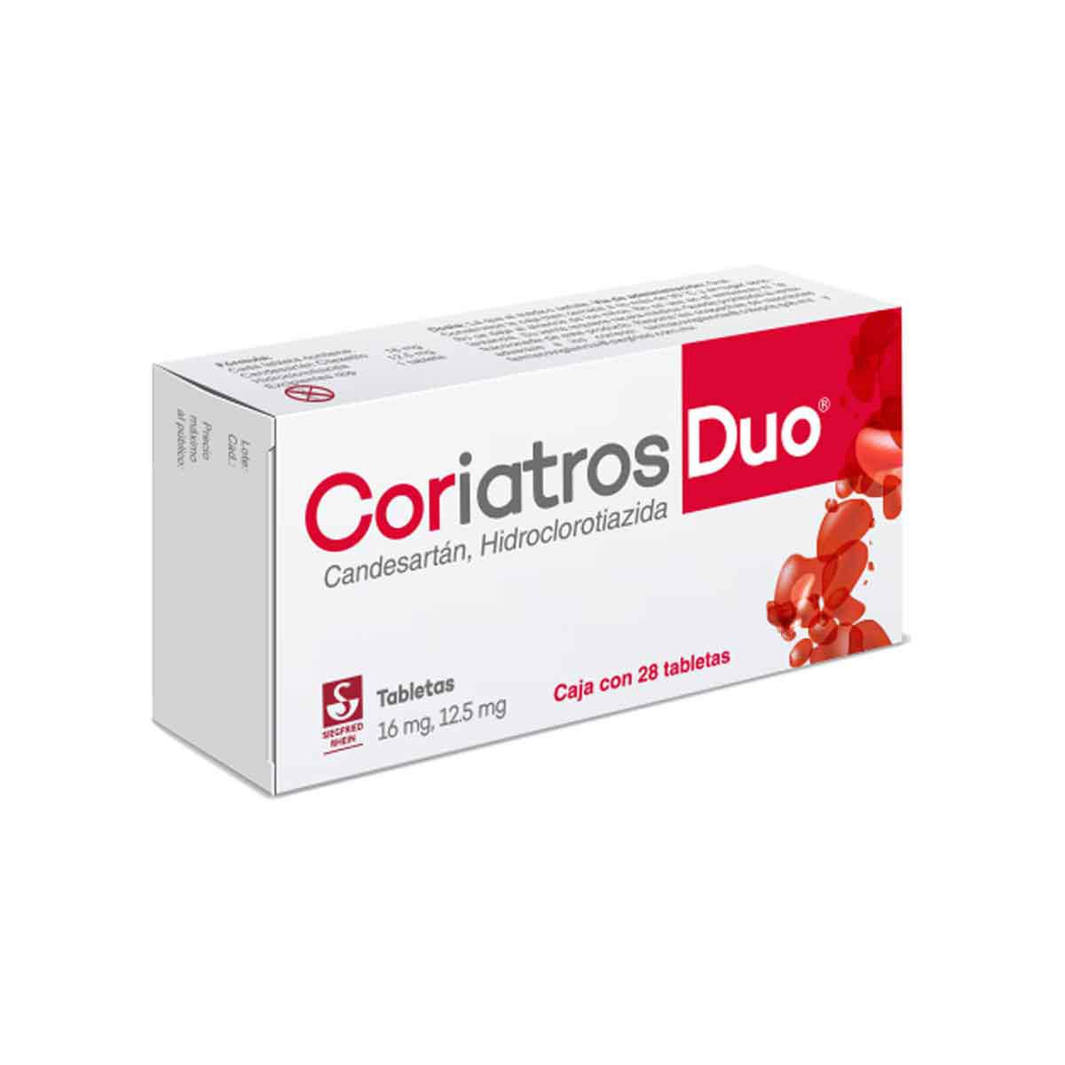 Coriatros Duo 16 mg / 12.5 mg - Caja con 28 tabletas (Candesartán y Hidroclorotiazida)
