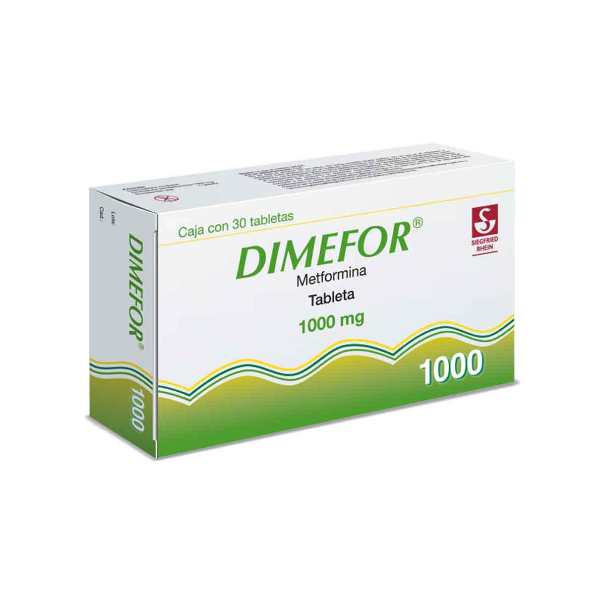 Dimefor 1000 mg - Caja con 30 tabletas (Metformina)