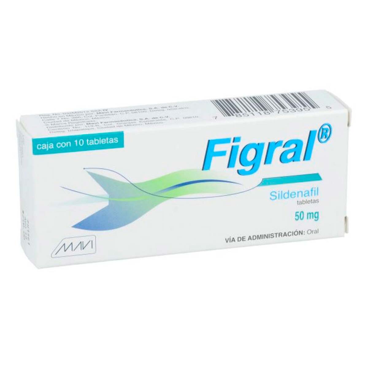 Tabletas Genéricas Sildenafil 50mg Caja con 10 Tabletas
