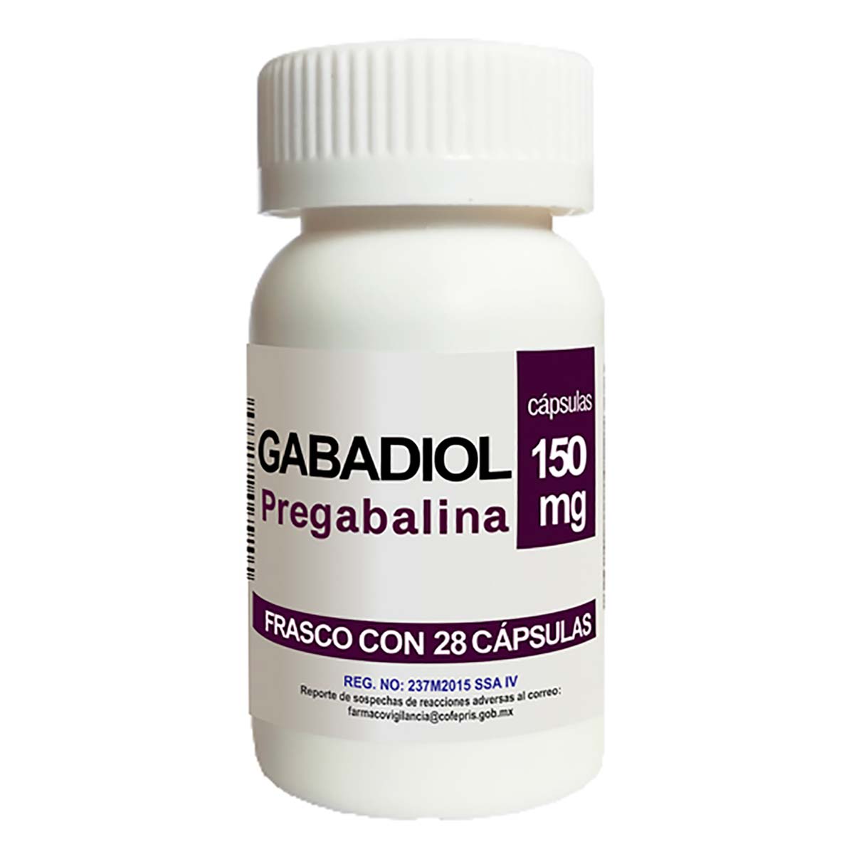 Cápsulas Gabadiol Pregabalina 150mg Frasco con 28 Cápsulas