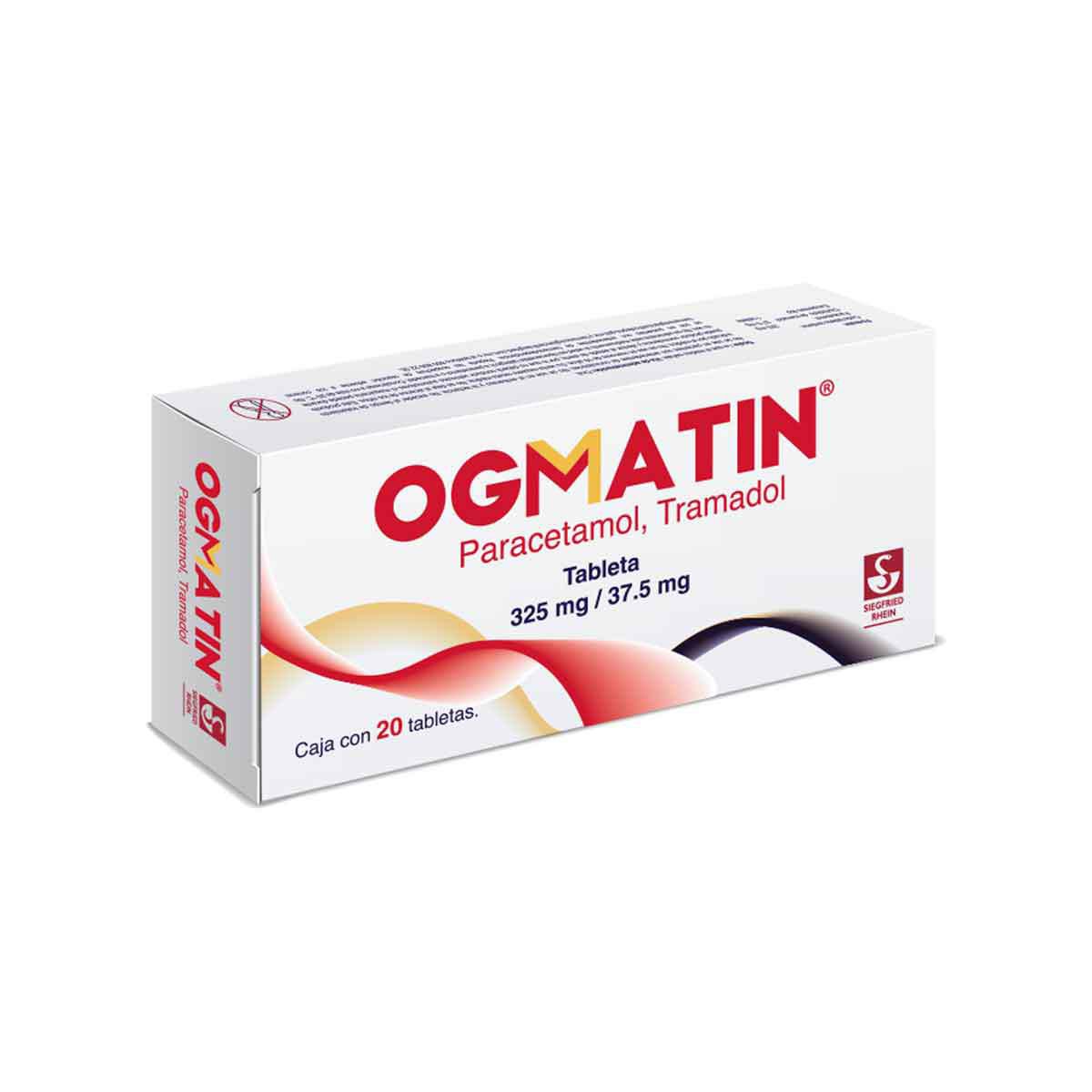 Ogmatin 325 mg / 37.5 mg -  Caja con 20 tabletas (Paracetamol y Tramadol)