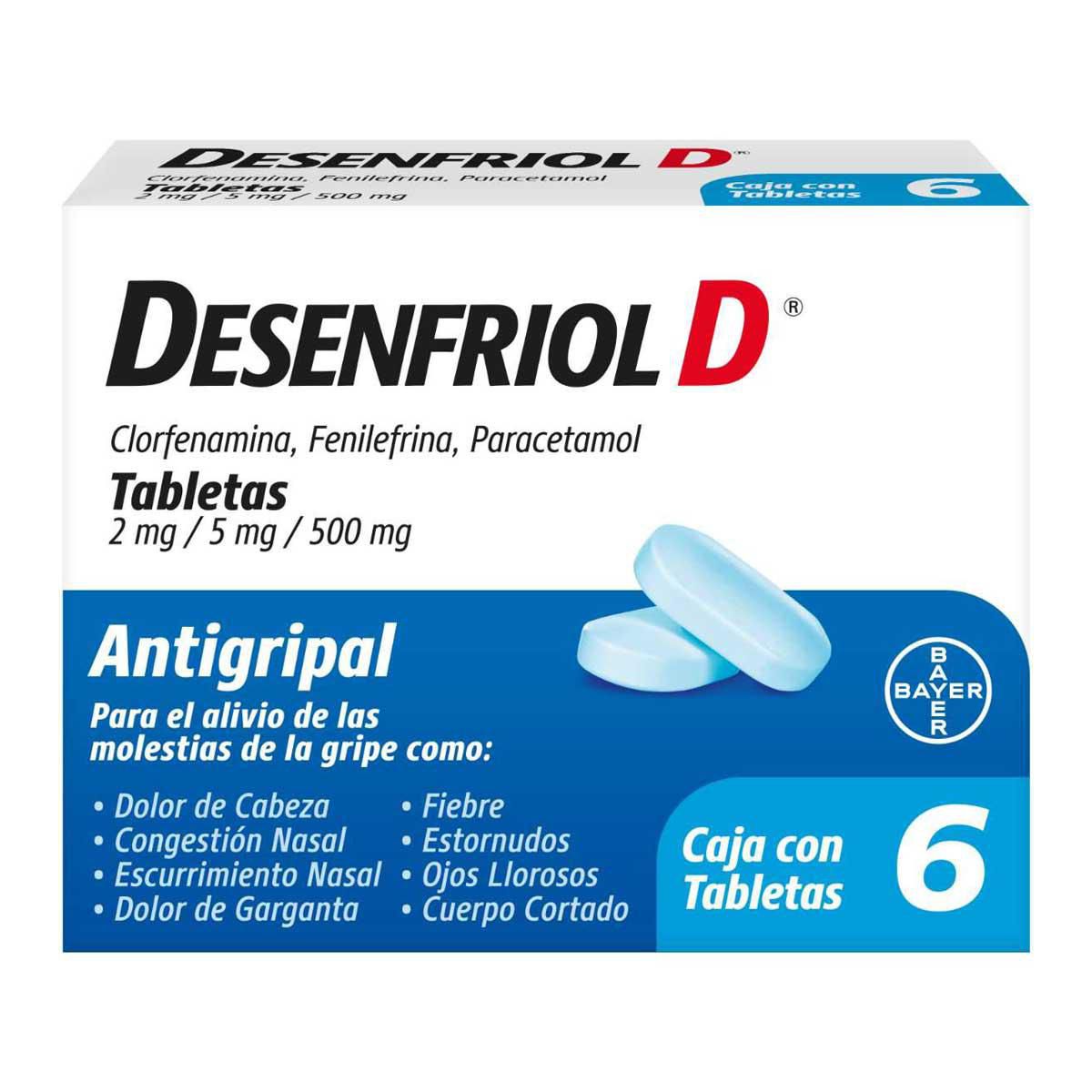 Desenfriol D Antigipal Paracetamol Caja 6 Tabletas 500mg
