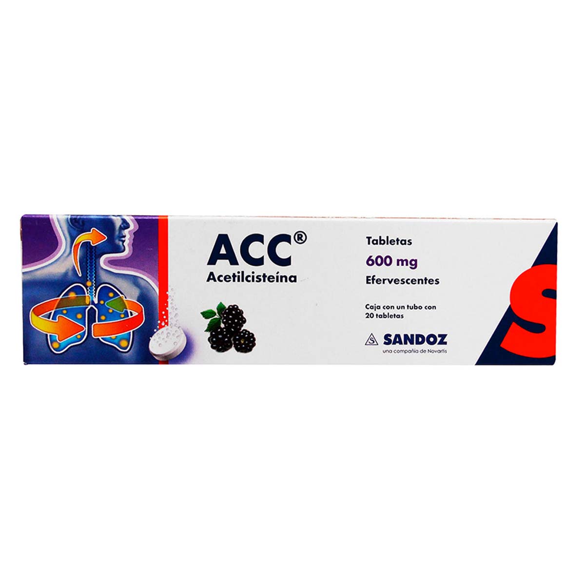 Tabletas Efervescentes ACC 600mg Caja con 20 Tabletas