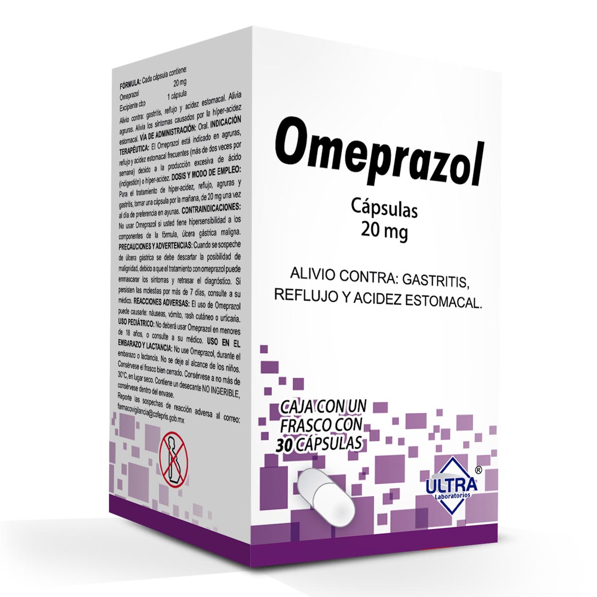 Cápsulas Genéricas Omeprazol 20mg Caja con 30 Cápsulas