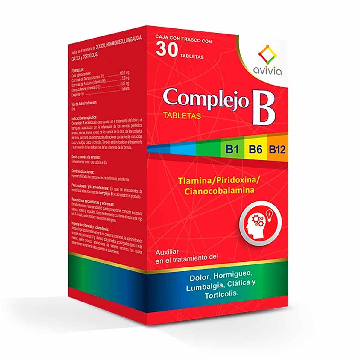 Tabletas Avivia Complejo B Frasco con 30 Tabletas