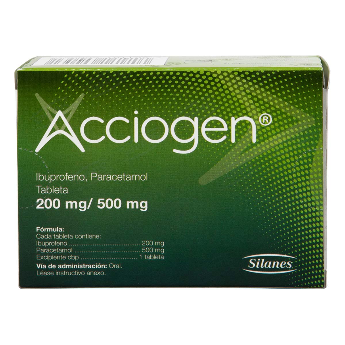 Tableta Acciogen Ibuprofeno Paracetamol 200mg/ 500mg Caja con 20 Tabletas