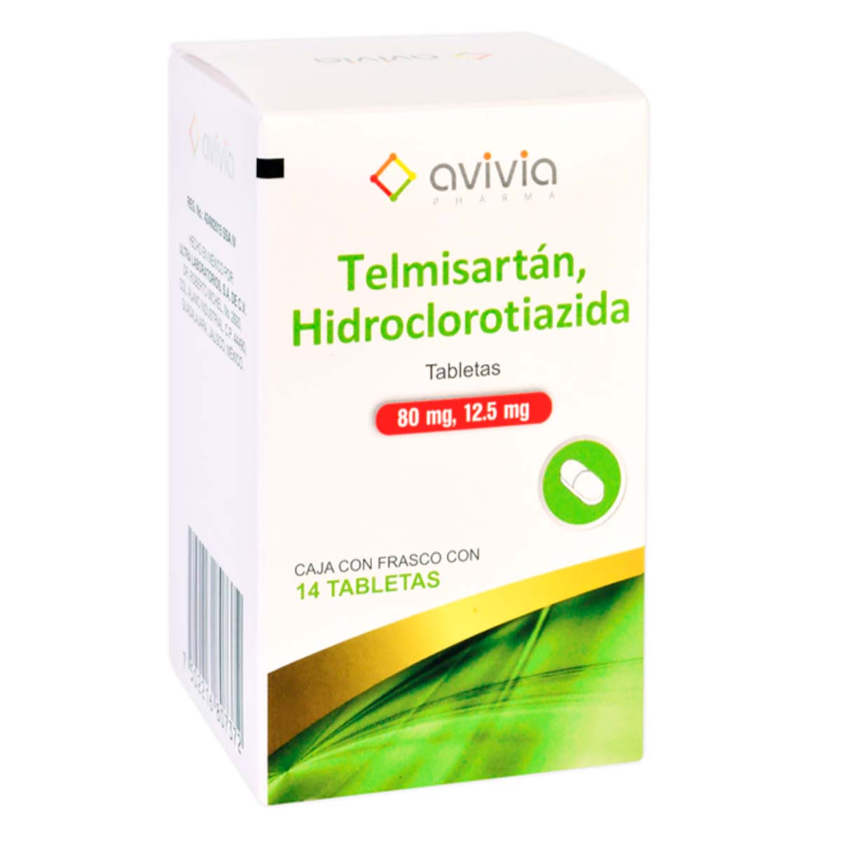 Tabletas Telmisartán-Hidroclorotiazida 80/12.5mg Frasco con 14 Tabletas