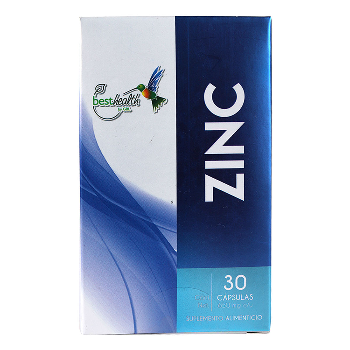 Suplemento Alimenticio Zinc Best Health 650mg 30 Cápsulas