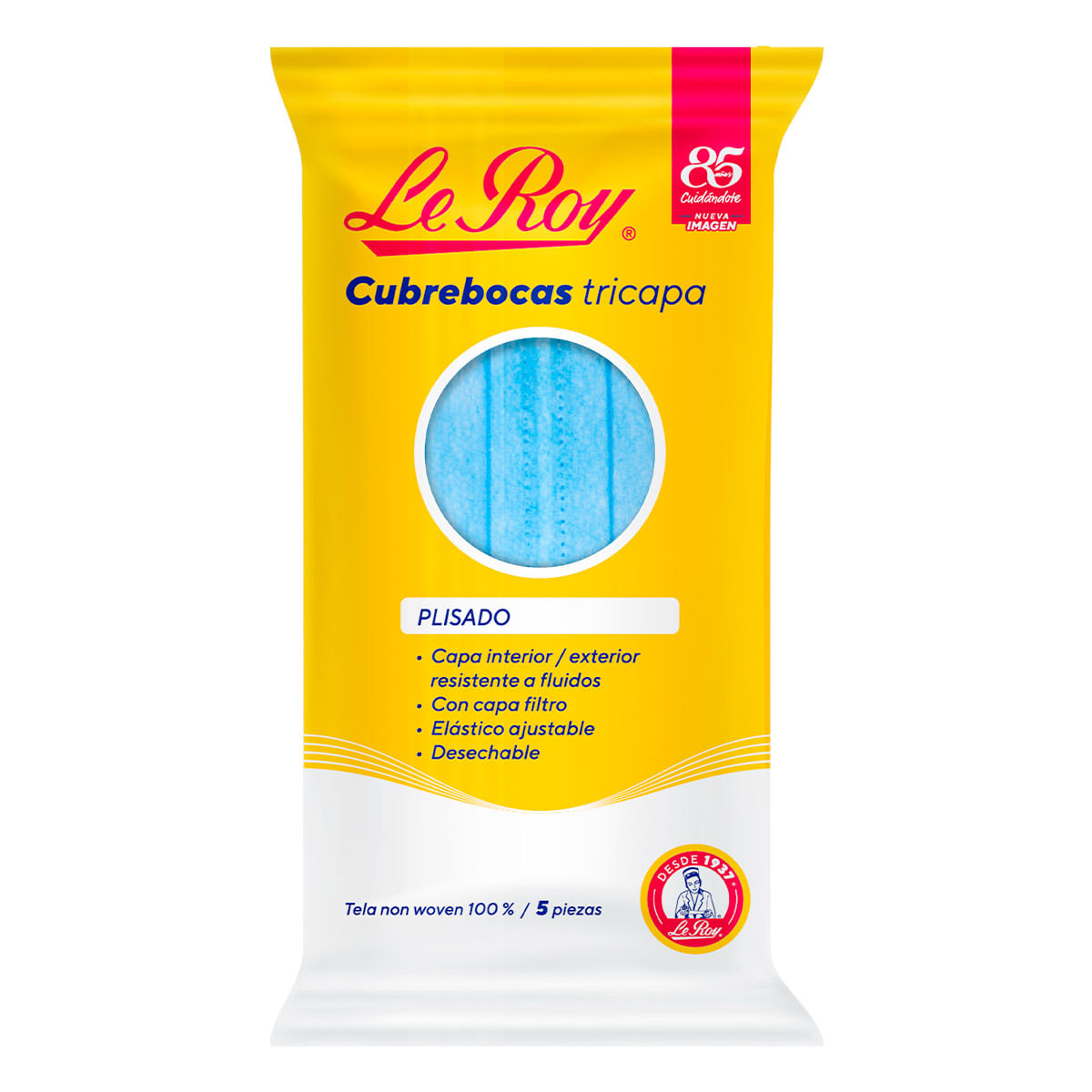 Cubrebocas Le Roy Desechable Plisado 5 Piezas