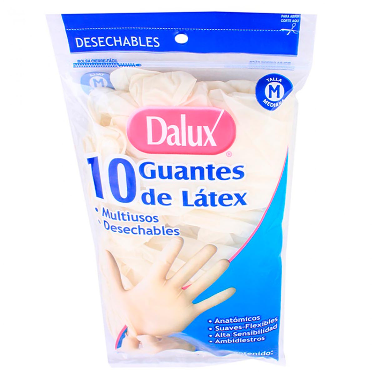 Guantes de Látex Dalux Talla Mediana 10 Guantes