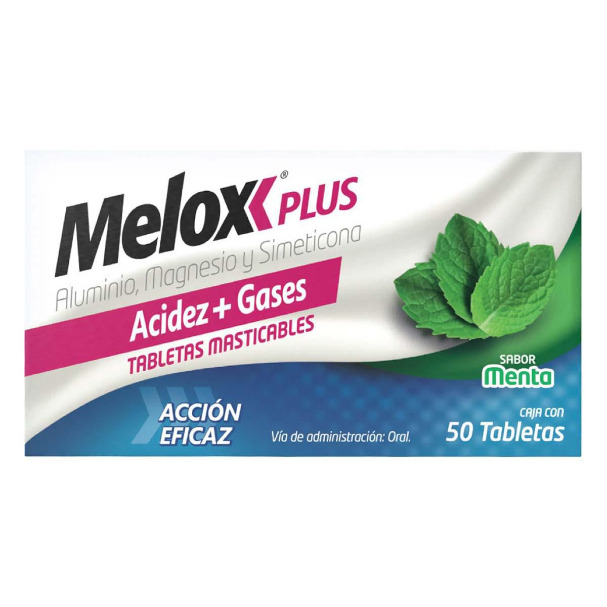 Tabletas Masticables Melox Plus Sabor Menta Caja con 50 Tabletas