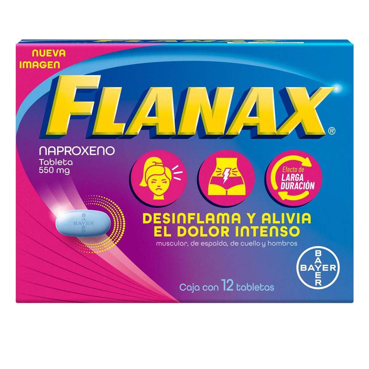 Flanax Colicosmlenstruales Naproxeno Caja 12 Tabletas 550mg