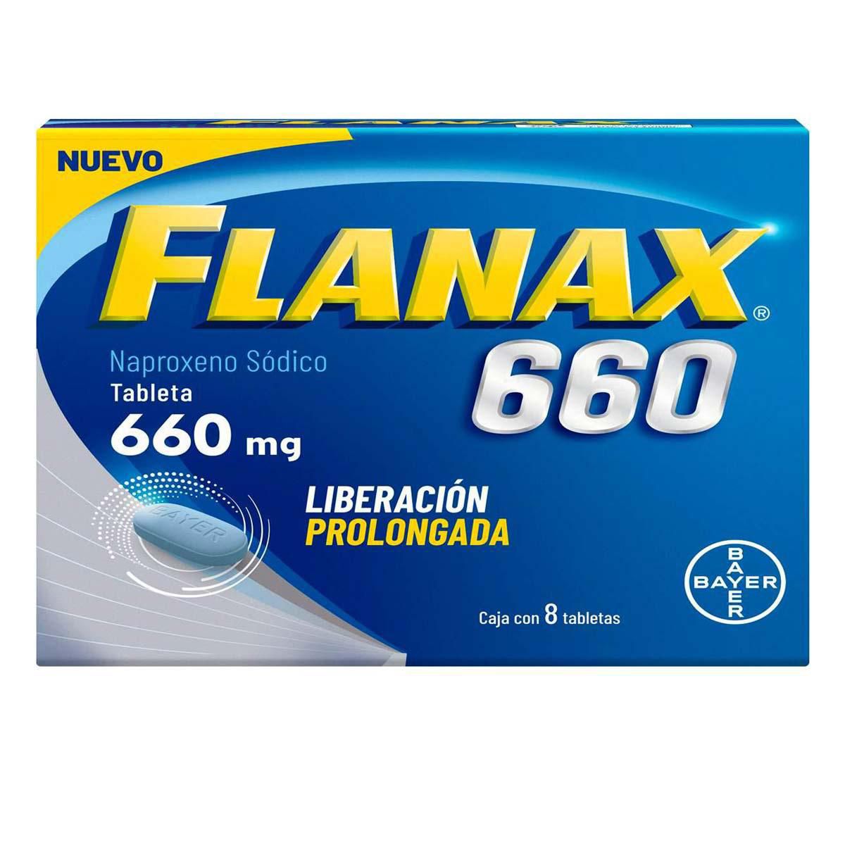 Flanax Naproxeno Desinflamatorio Caja con 8 Tabletas 660 mg