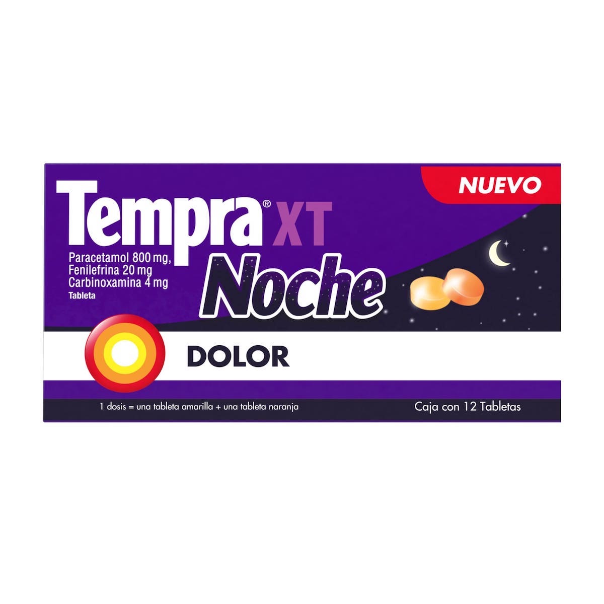 Analgésico Tempra XT Noche Caja con 12 tabletas