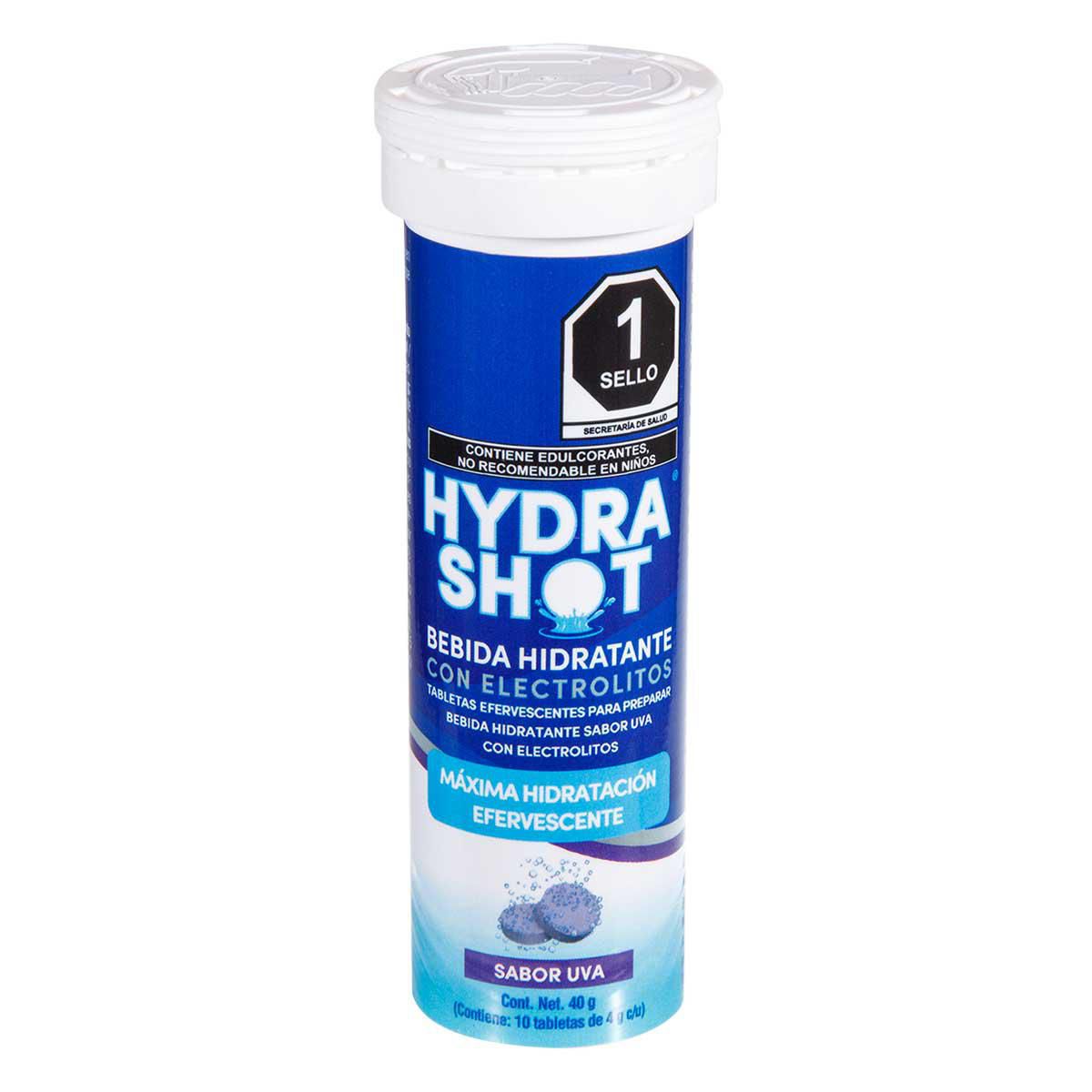Bebida Hidratante Hydrashot Electrolitos Uva 40g 10 Tabletas