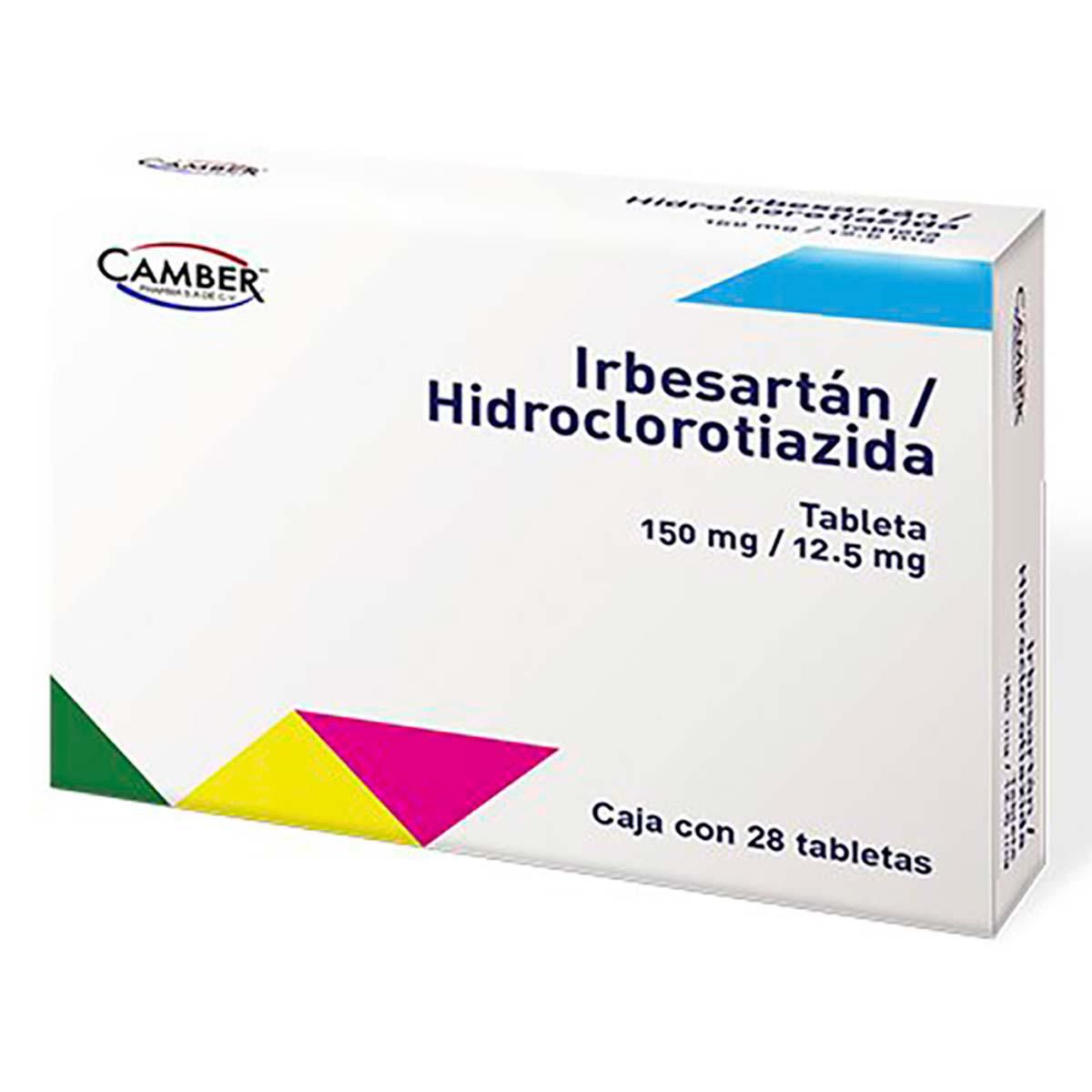 Tabletas Irbesartán/Hidroclorotiazida 150/12.5mg  28 Unidades