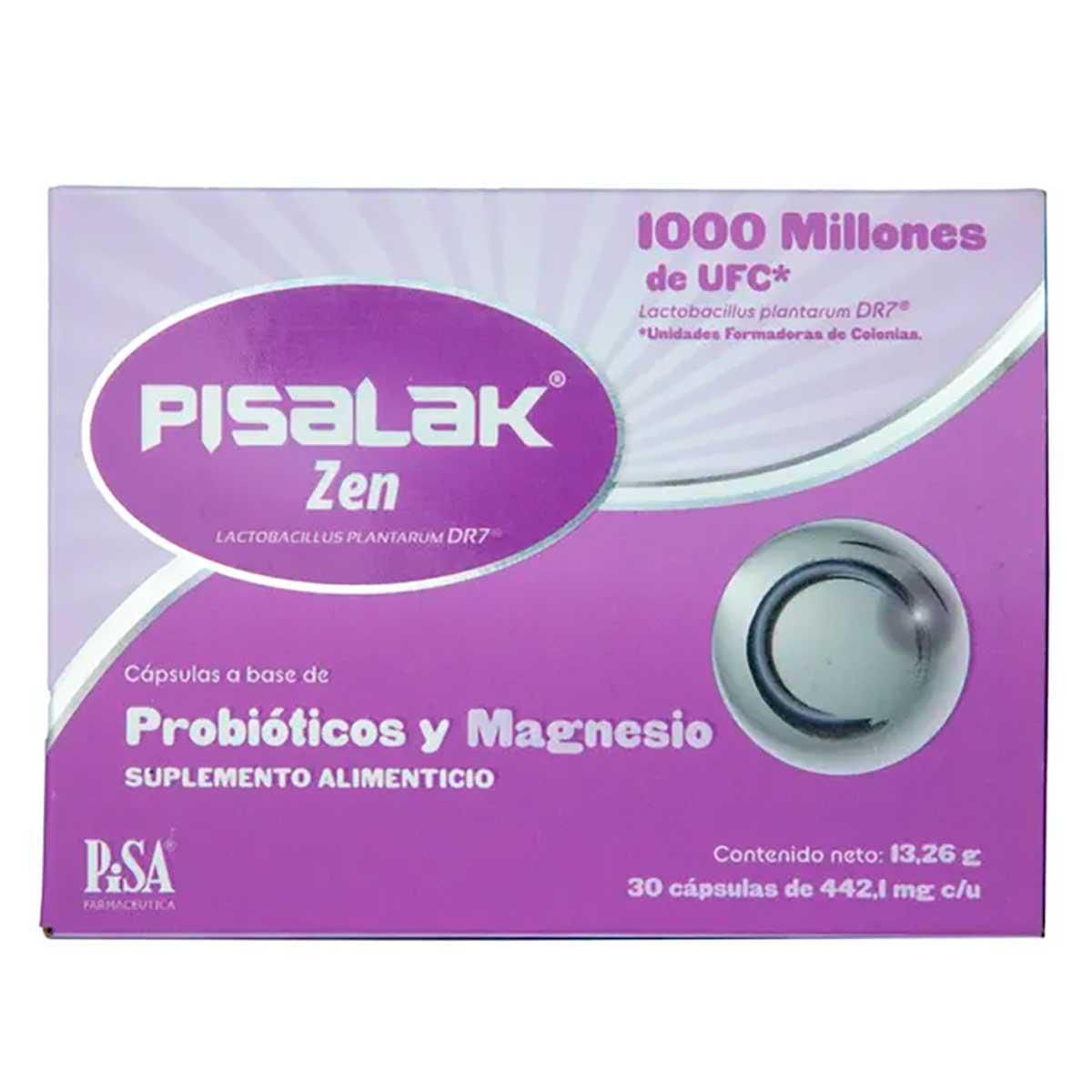 Suplemento Alimenticio Pisalak Zen Probióticos y Magnesio 30 Cápsulas