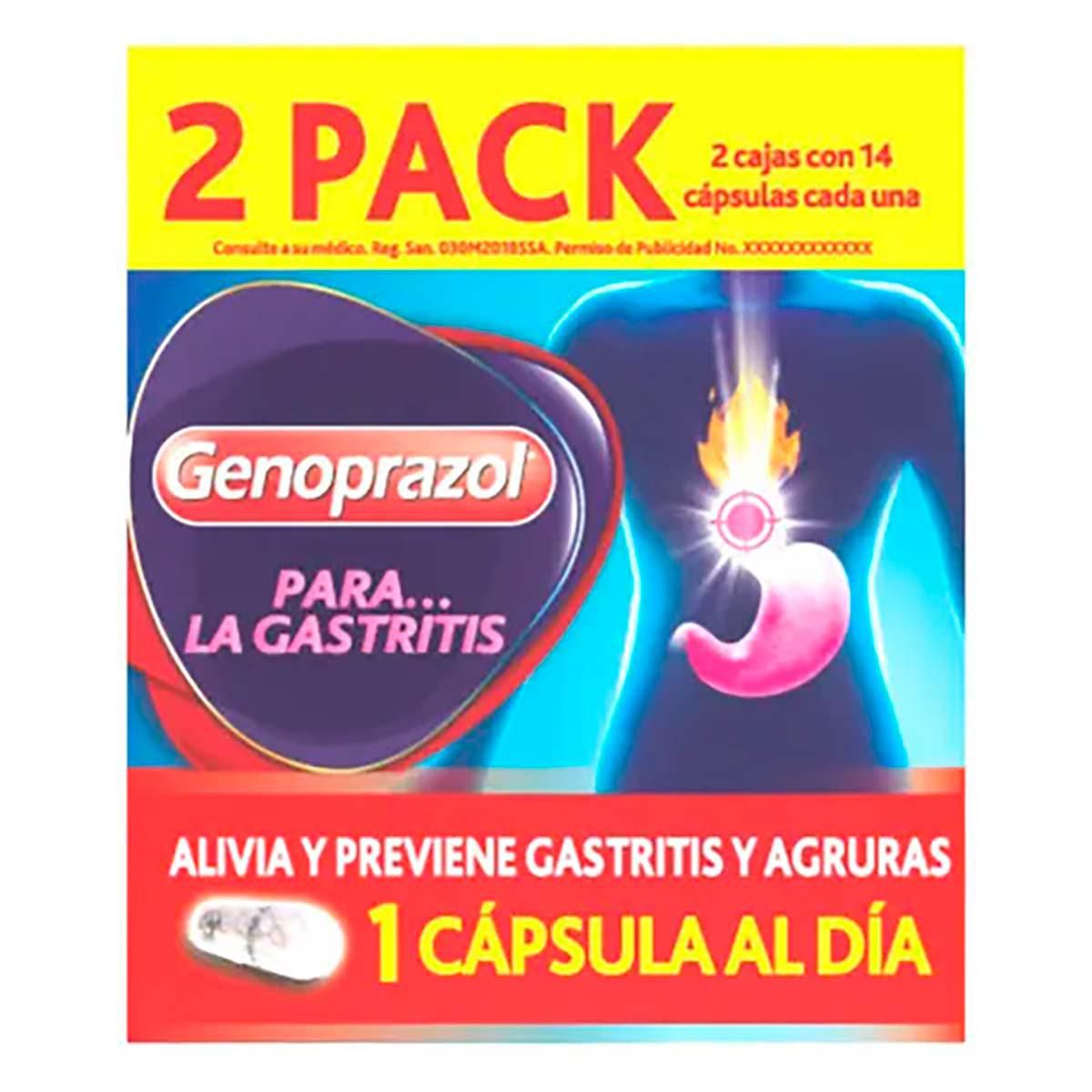 Genoprazol Omeprazol 2 Pack 14 Cápsulas c/u