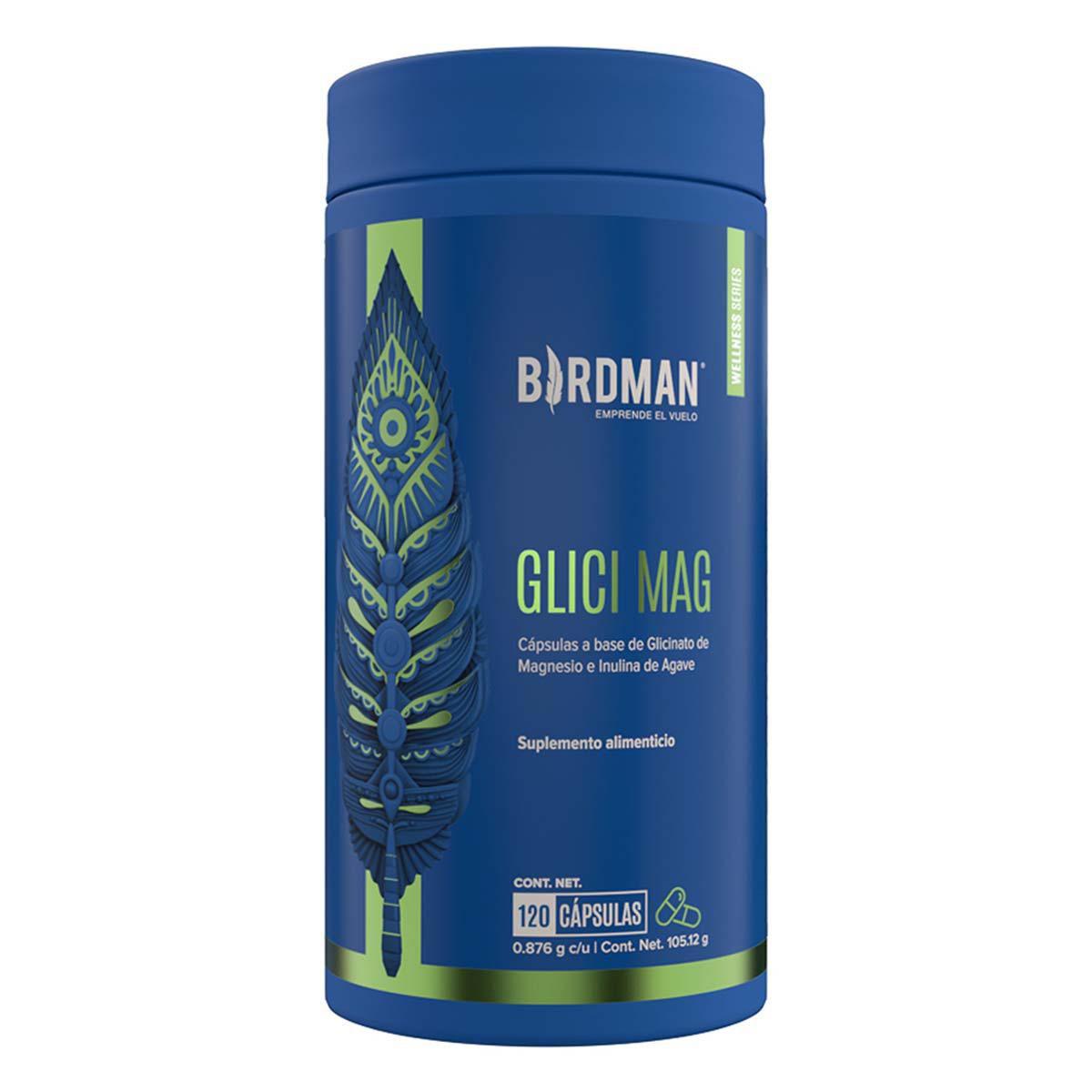 Suplemento Alimenticio Birdman Glicinato Magnesio 120 Cápsulas