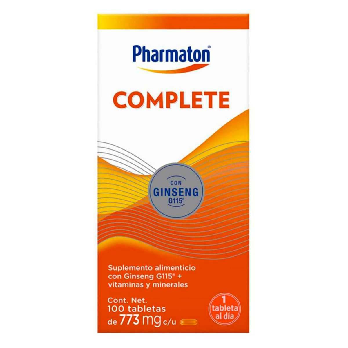 Pharmaton Complete Suplemento Alimenticio para Adultos, 100 Tabletas.
