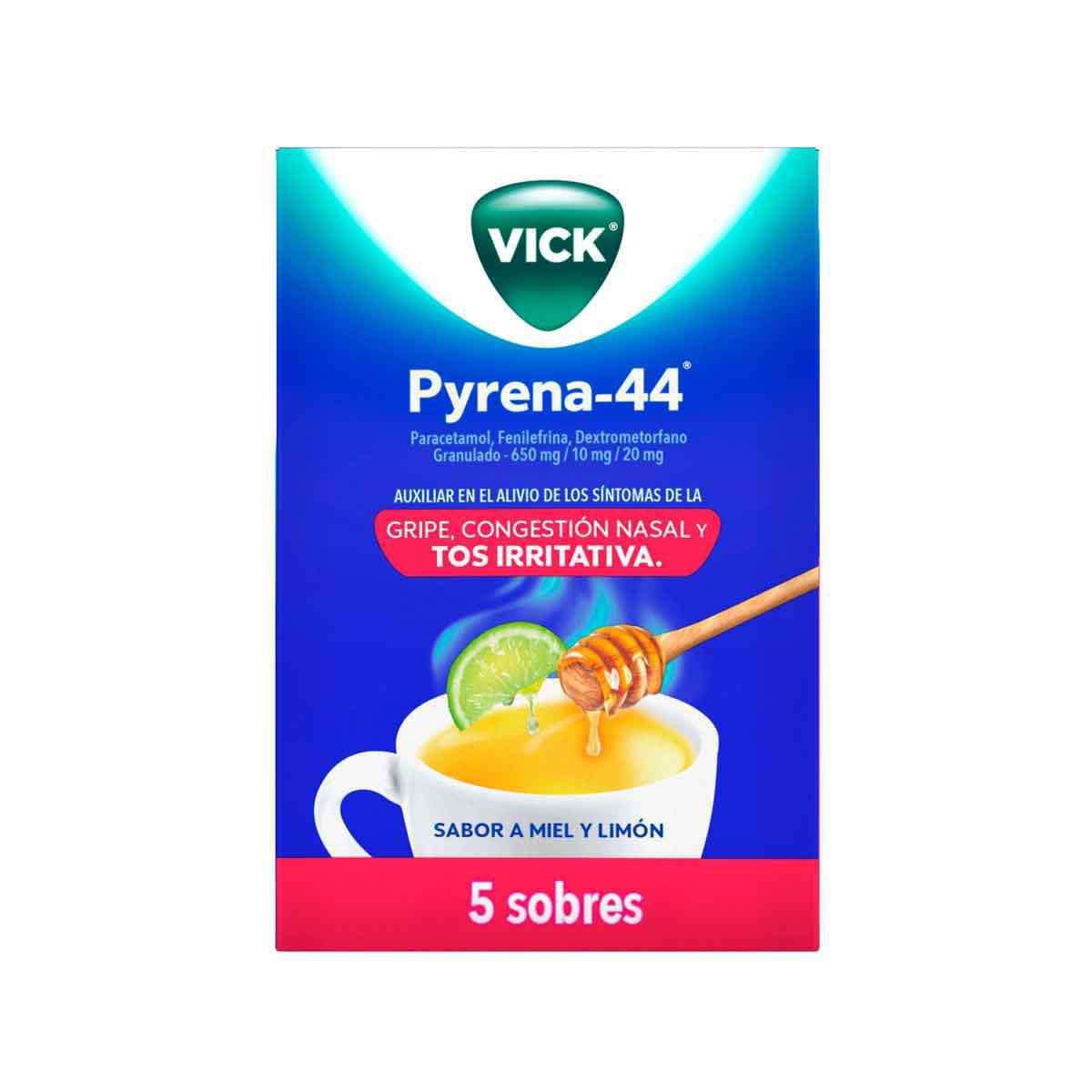 Vick Pyrena-44 para Gripa Congestión y Tos Irritativa 5 sobres