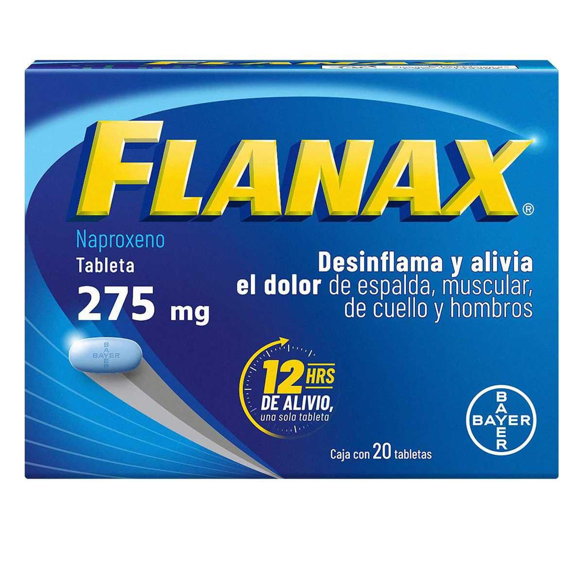 Flanax Naproxeno Desinflamatorio Caja con 20 Tabletas 275 mg