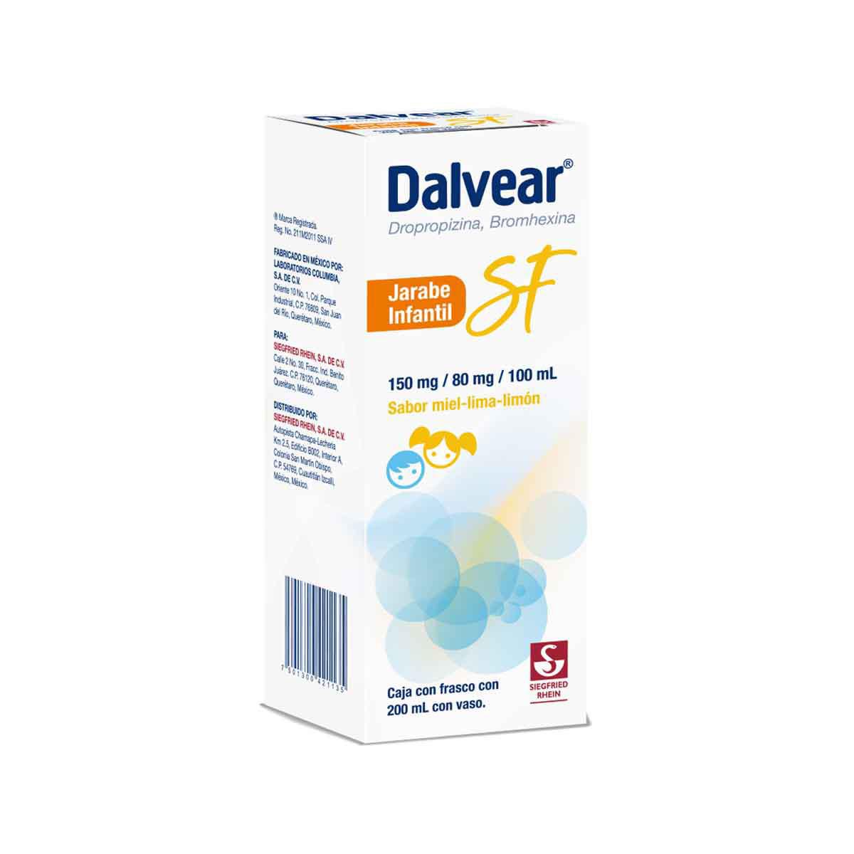Dalvear SF Infantil 150 mg / 80 mg - Jarabe sabor miel y lima limón 200 ml (Dropropizina y Bromhexina)