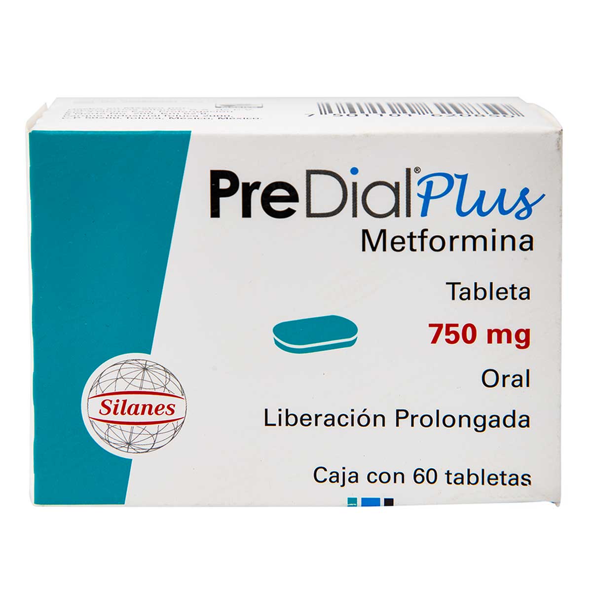 Tabletas Metformina PreDial Plus 750mg 60 Tabletas