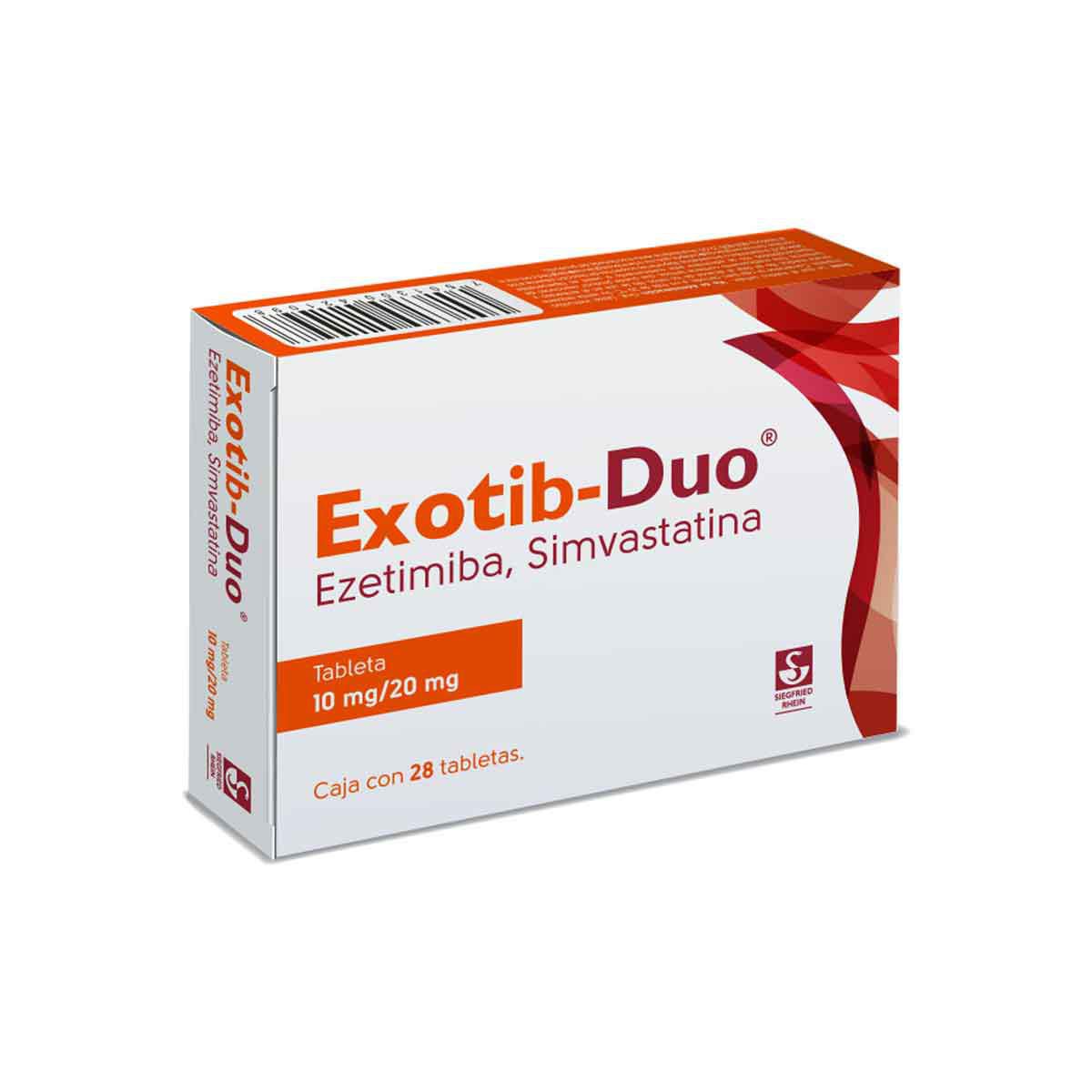 Exotib Duo 10 mg / 20 mg - Caja con 28 tabletas (Ezetimiba y Simvastatina)