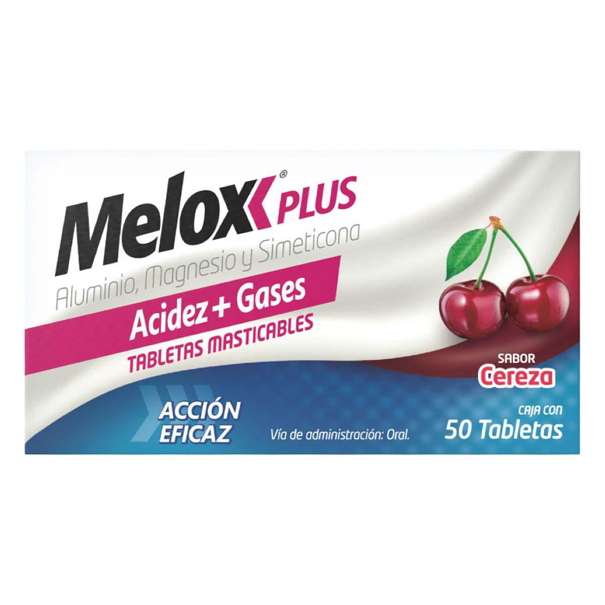 Tabletas Masticables Melox Plus Sabor Cereza Caja con 50 Tabletas
