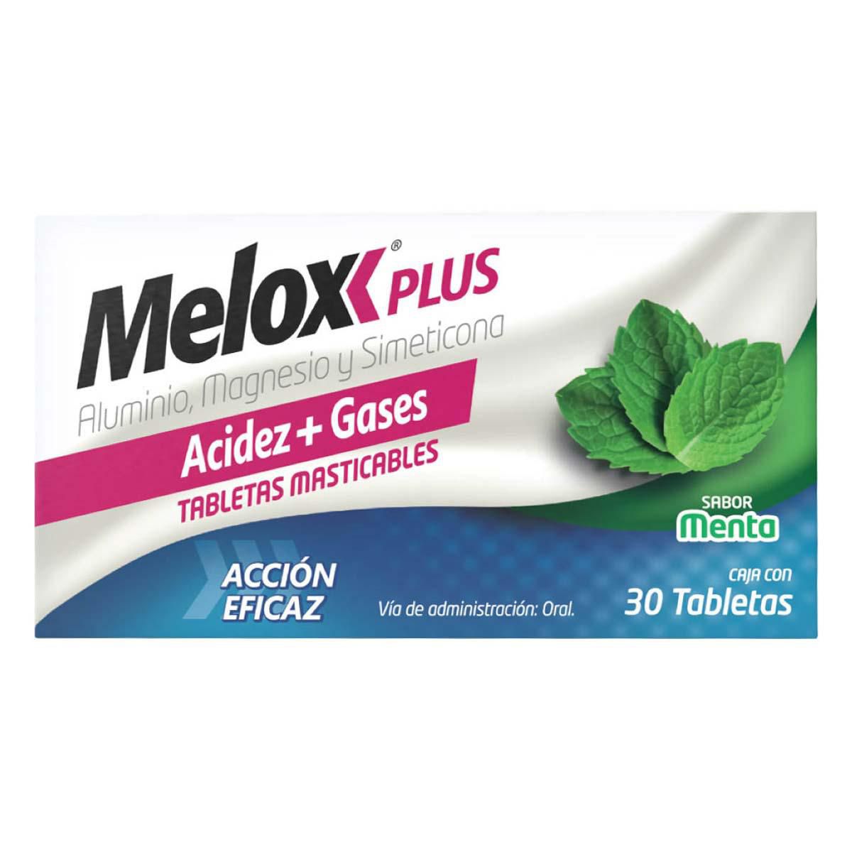 Tabletas Masticables Melox Plus Sabor Menta Caja con 30 Tabletas