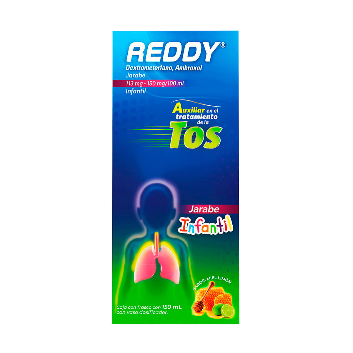 Jarabe con Dextrometorfano 225mg y Ambroxol 225 mg Reddy Infantil 150ml