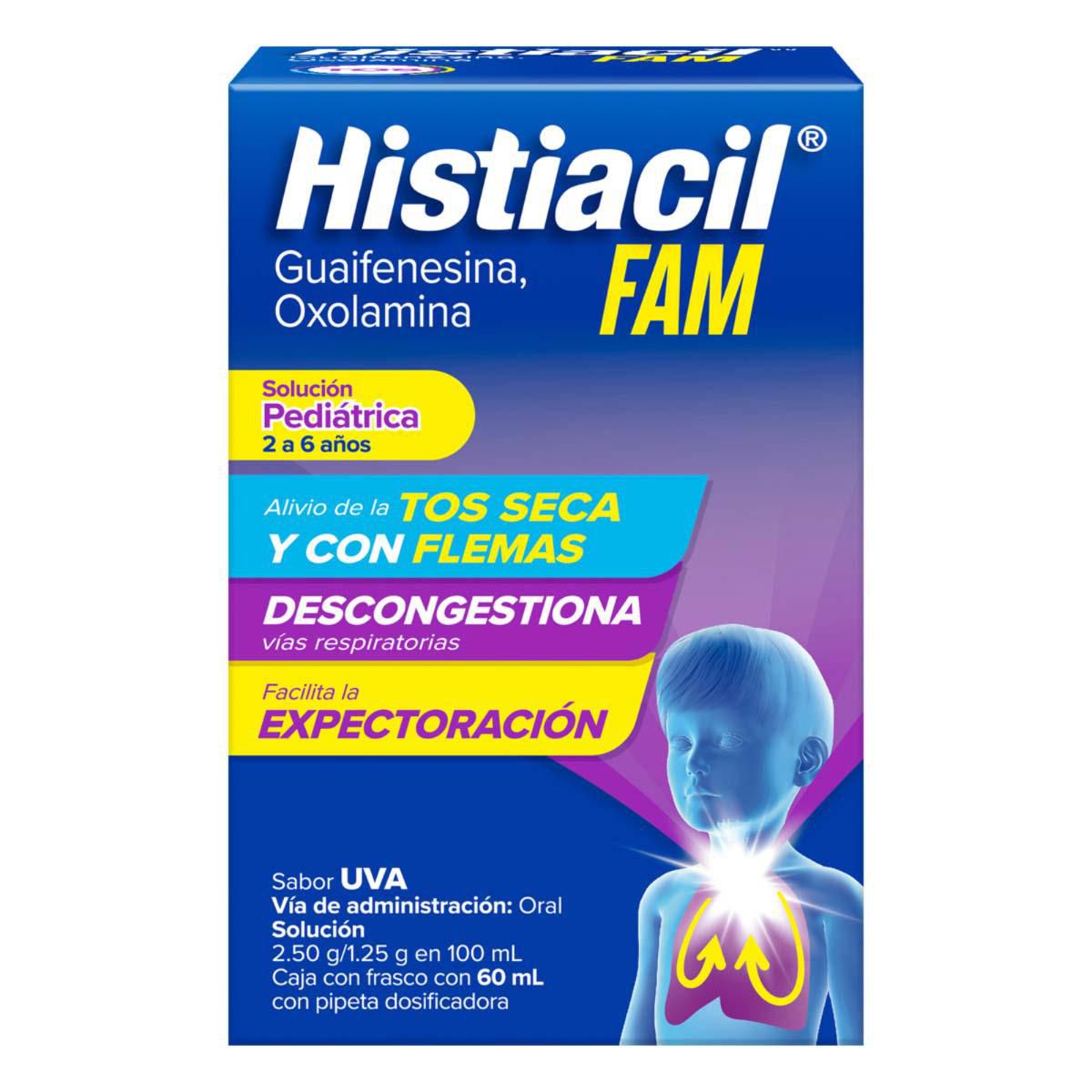 Histiacil FAM Solución Pediátrica Uva Acción 3 en 1 60ml