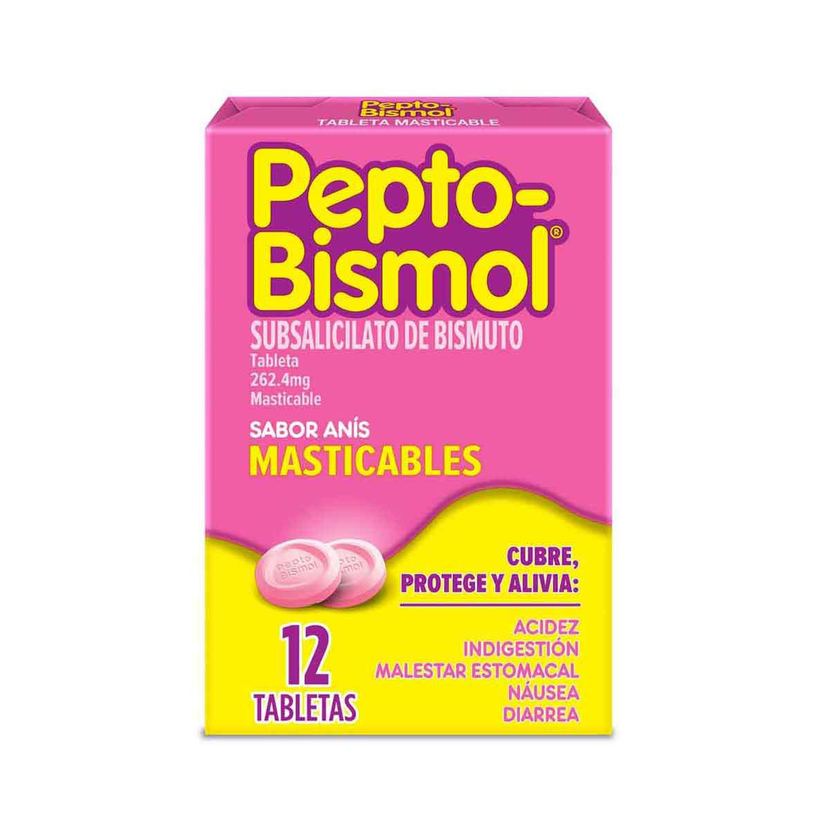 Antiácidos Pepto-Bismol Sabor Original 12 Tabletas Masticables