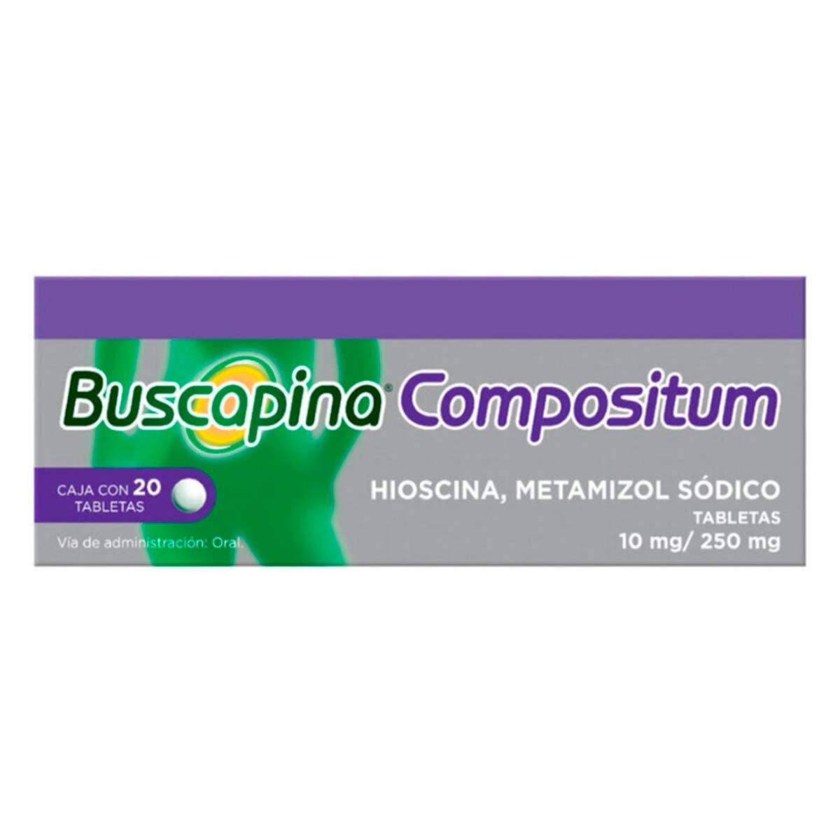 Buscapina Compositum con Hioscina 10 mg / Metamizol Sódico 250 mg 20 Tabletas