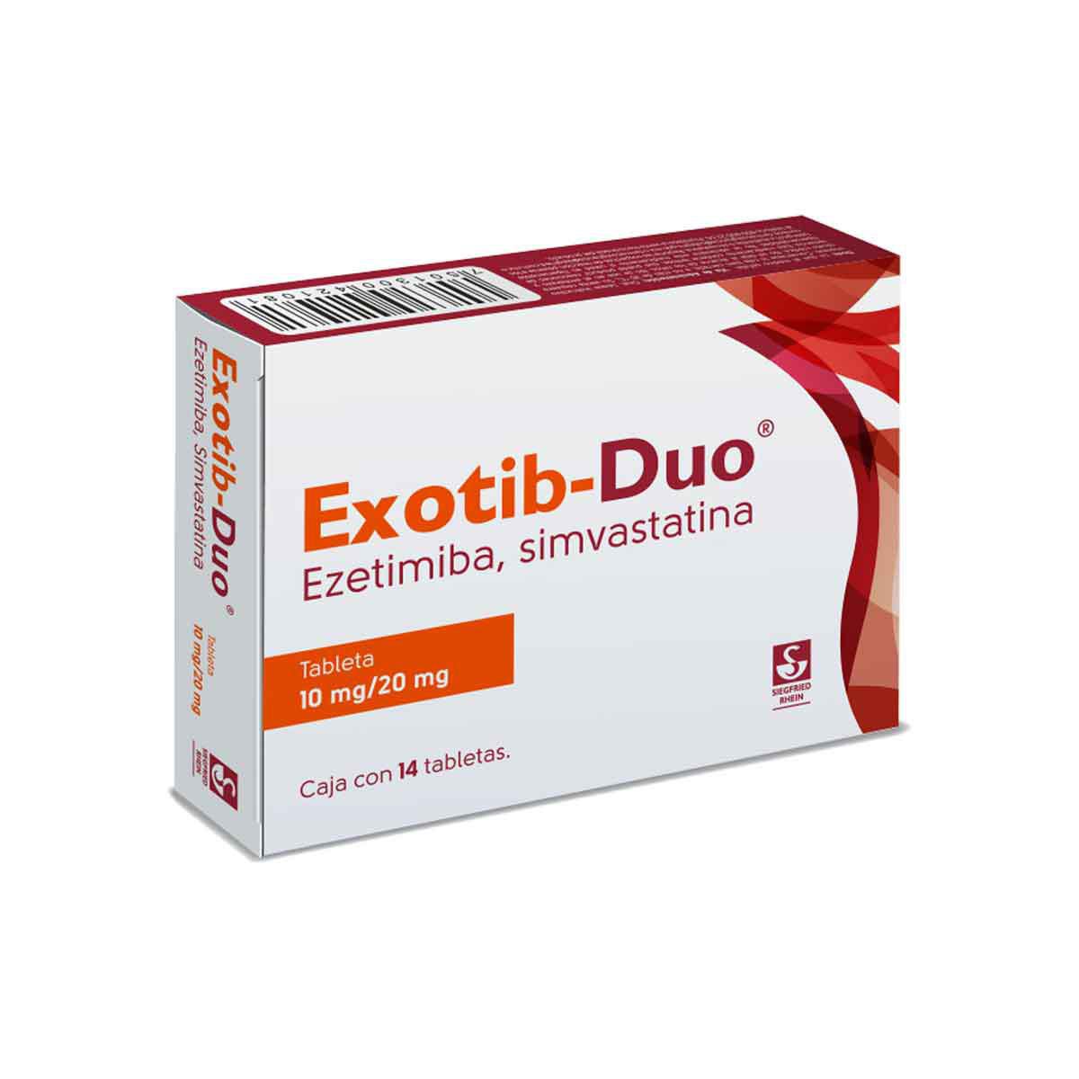 Exotib Duo 10 mg / 20 mg - Caja con 14 tabletas (Ezetimiba y Simvastatina)