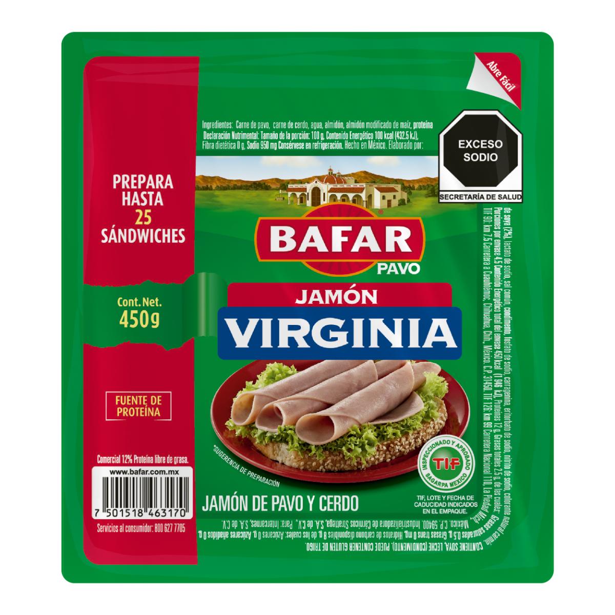 Jamón Virginia Bafar 450g