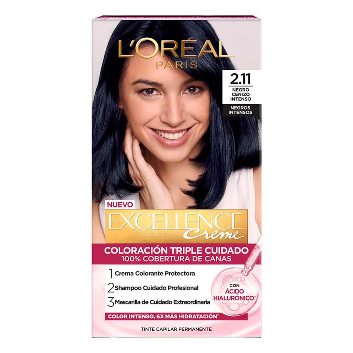 Tinte Para Cabello Excellence De L'Oréal Paris Tono 2.11 Negro Cenizo Intenso