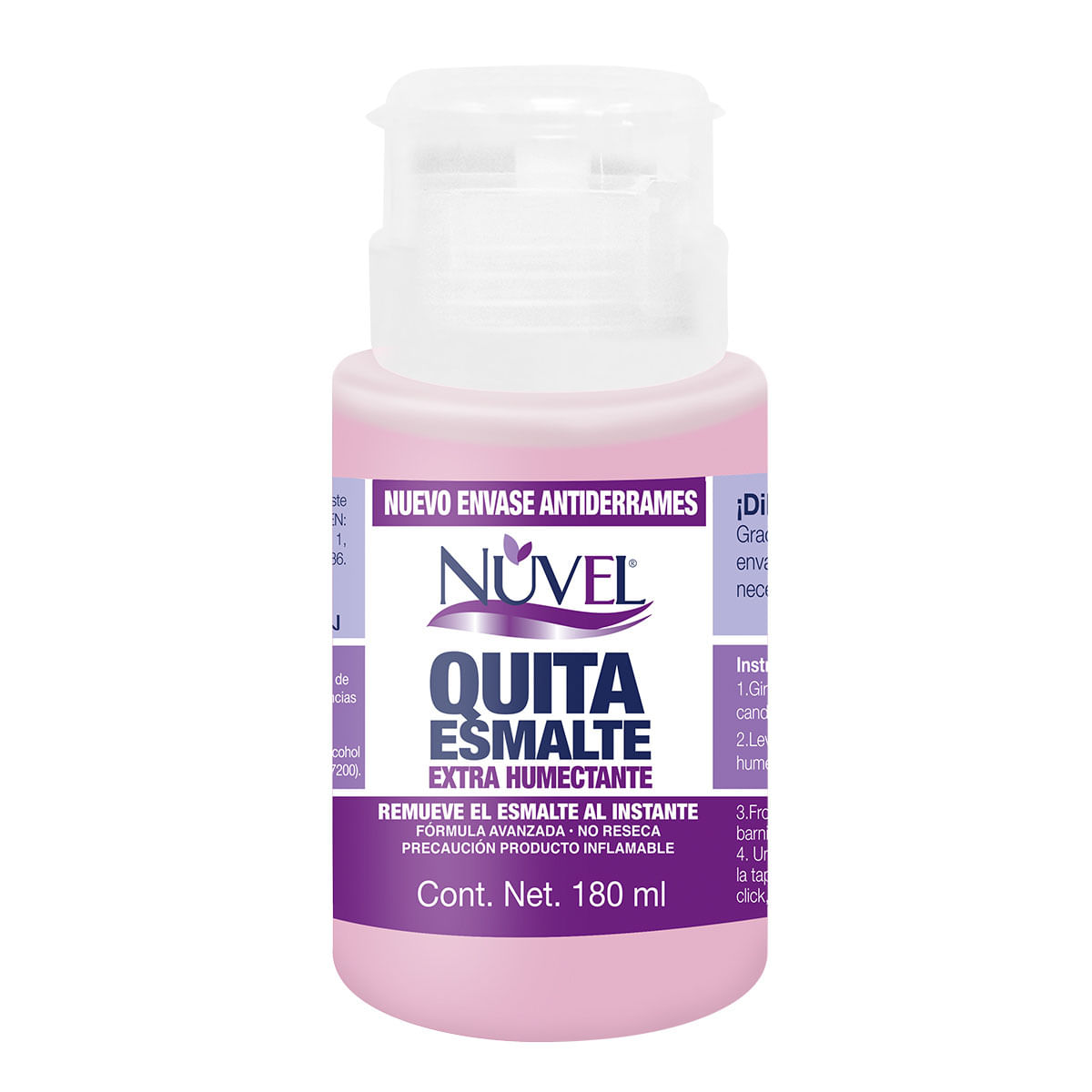 Quitaesmalte Nuvel Extra Humectante Con Bomba Aplicadora 180ml
