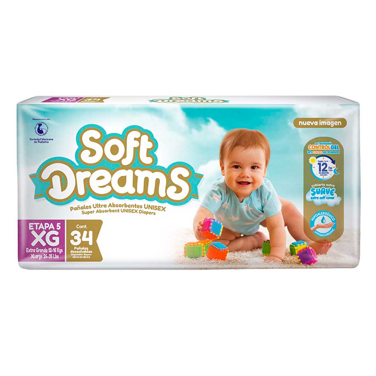 Pañales Soft Dreams Extra Etapa 5 Grande 34 Piezas