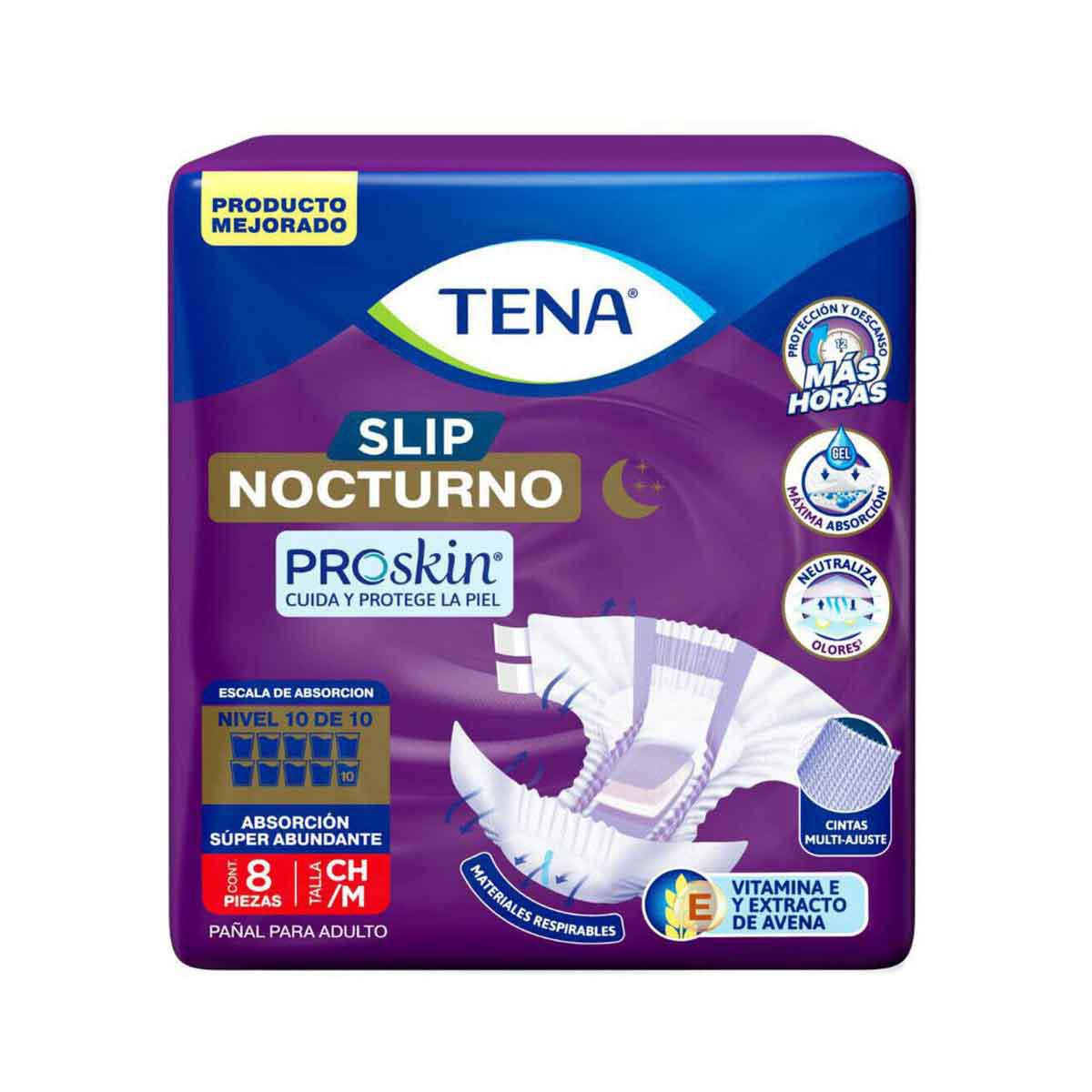 Pañales Para Incontinencia Tena Slip Nocturno Anatómico Talla Chico Mediano 8 Piezas