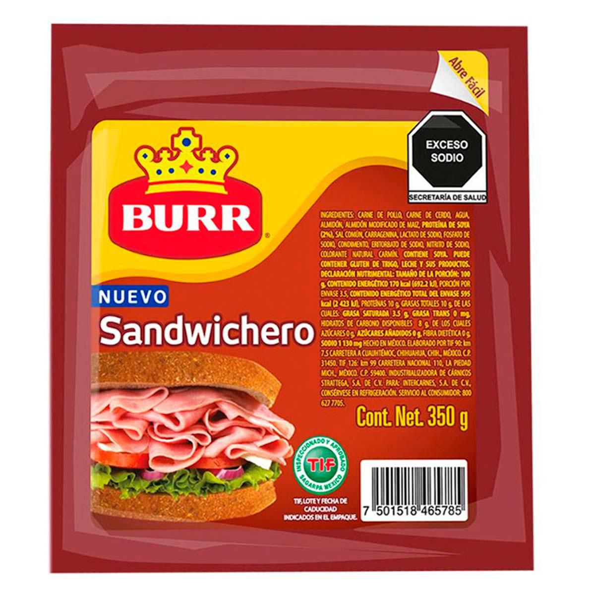 Jamón Burr Sandwichero 350g