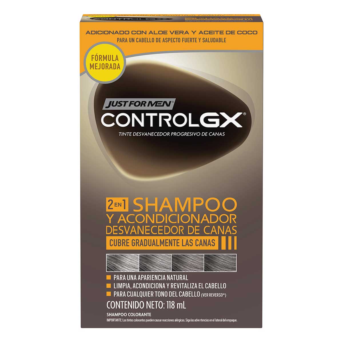 Shampoo Acondicionador Colorante Just For Men Control Gx Desvanecedor De Canas 118ml
