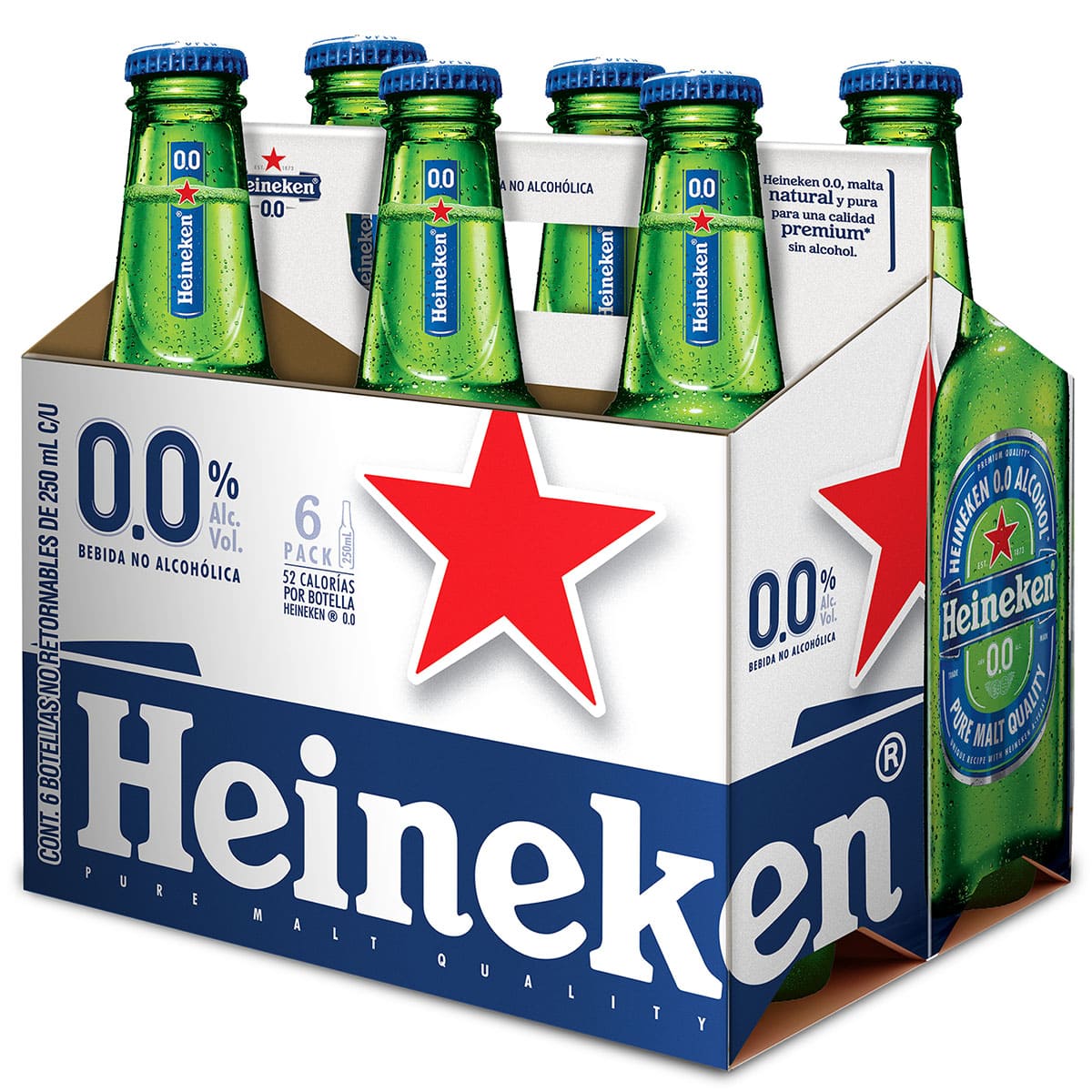 Cerveza Sin Alcohol Heineken 0.0 6 Botellas de 250ml c/u.