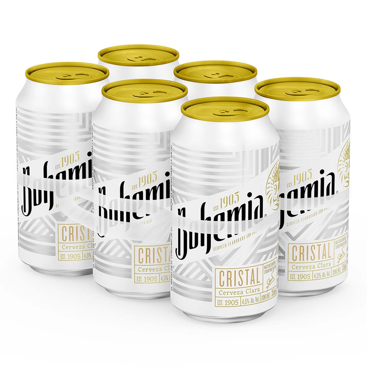 Cerveza Clara Bohemia Cristal 6 Latas de 355ml c/u