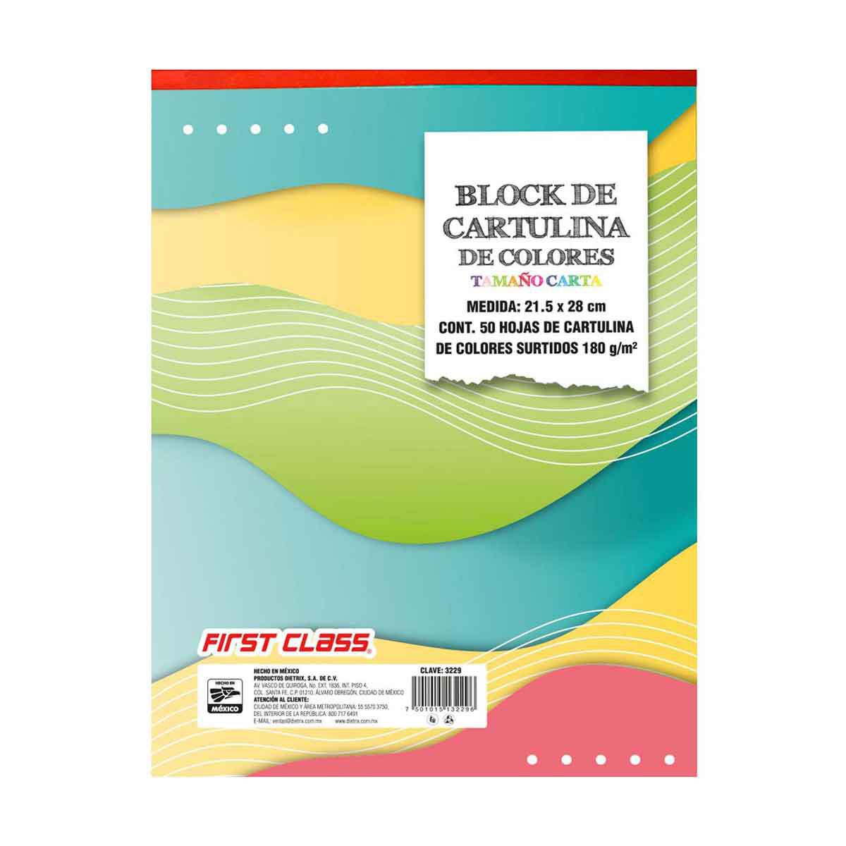 Block Cartulina De Colores Firt Class Carta 50 Hojas