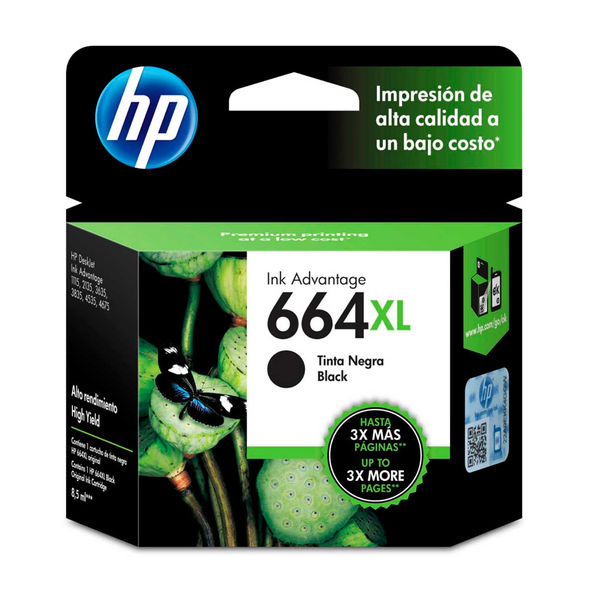 Cartucho De Tinta Hp 664xl Negra Original