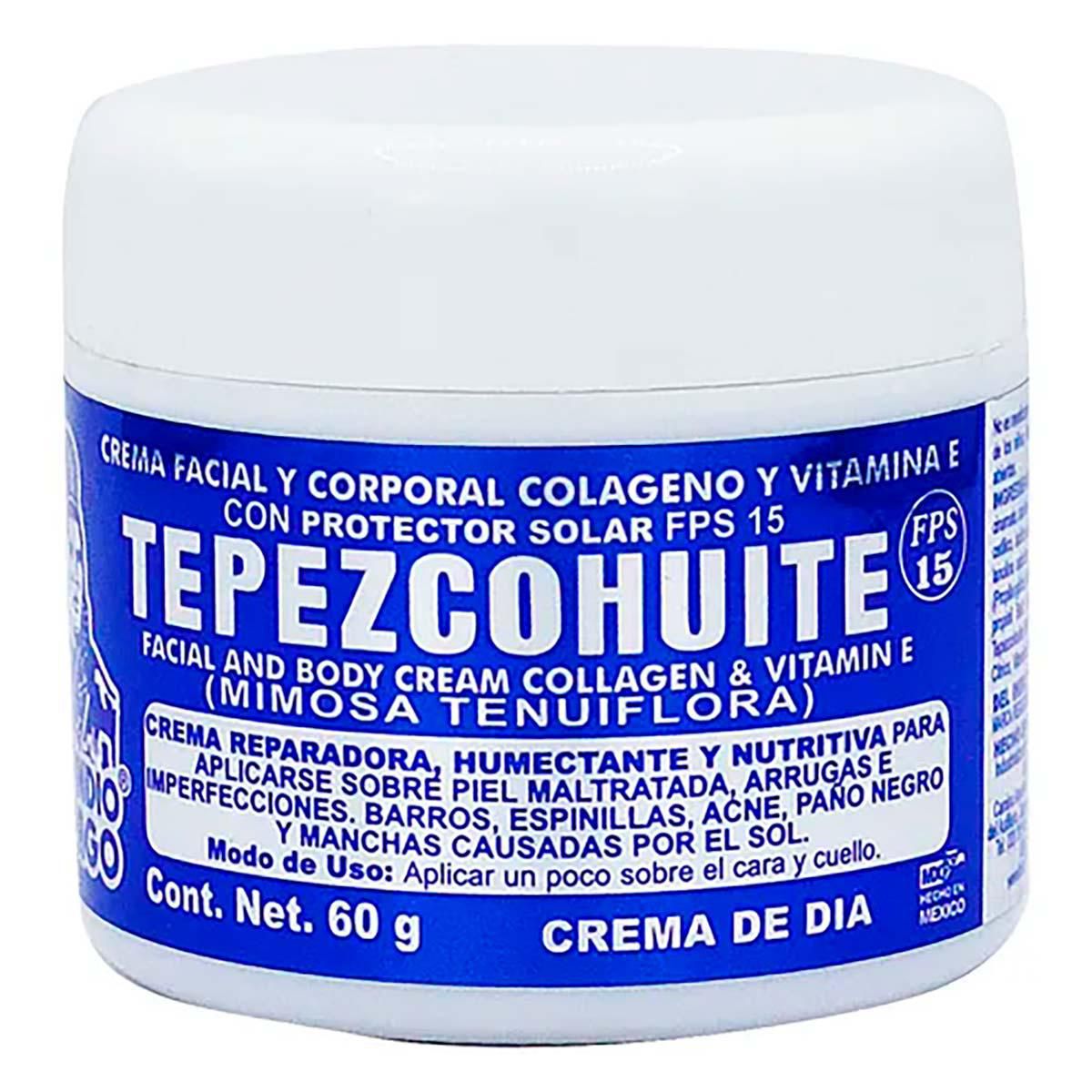 Crema Facial Y Corporal Tepezcohuite Colágeno Y Vit E Día Fps 15 60g