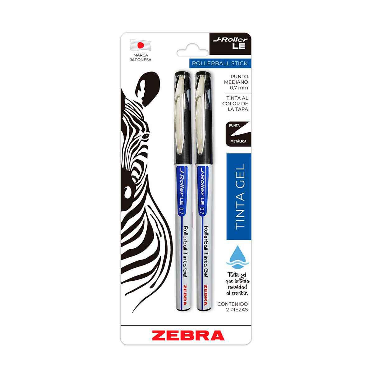 Boligrafo Gel Plastico J-Roller Le Mediano Negro Blister 2 Piezas