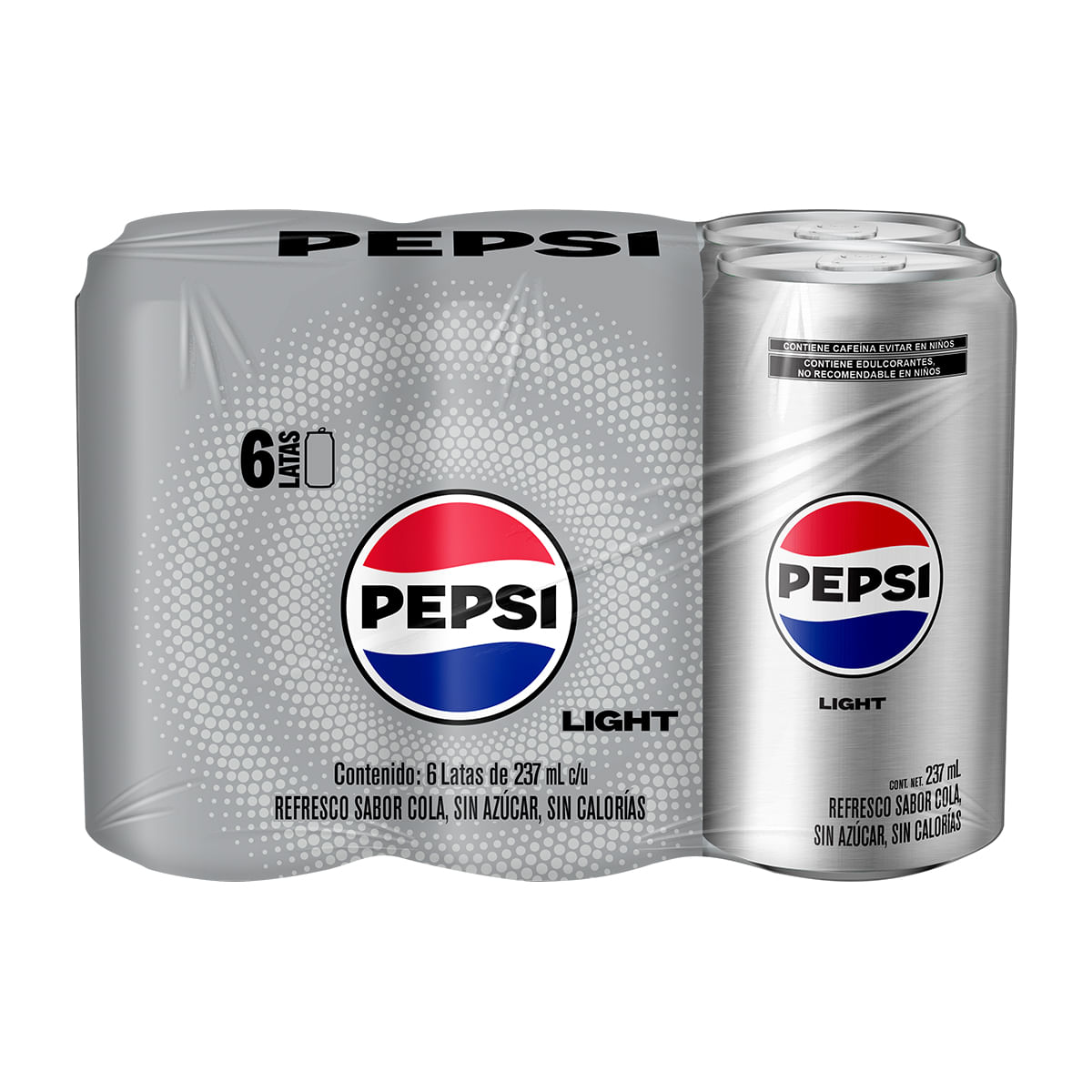 6 Pack Refresco Pepsi Light De 237ml Cada Uno